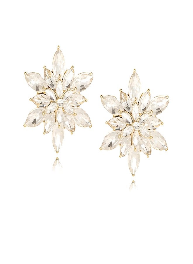 WCRAZYE Snowflake Earrings for Women Elegant Winter Cubic Zirconia Simulated Pearl Flower Snowflake Stud Earrings Chrismas Wedding Jewelry Gifts (White) - Image 1